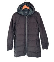 Brooks Brothers Womens Hooded Puffer Jacket With Full Zip Black Size M - $49.49