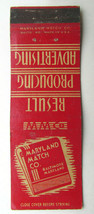 Maryland Match Co Advertising Matchbook Cover Advertisement 20 Strike Matchcover - £1.56 GBP