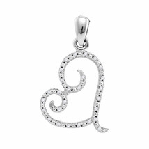 10k White Gold Round Diamond Curled Heart Fashion Pendant 1/10 Ctw - £112.10 GBP