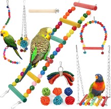 15Pc Bird Swing Chewing Toys Hammock Bell Cockatiels Conures Finches Bud... - £17.11 GBP