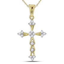 10kt Yellow Gold Womens Round Diamond Flared Cross Pendant 1/5 Cttw - £199.82 GBP