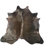 Leopard Print on Black Background Cowhide Rug Size: 7.5x6.5 feet Z-017 - $246.51