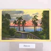 Vintage Florida Linen Postcard Eventide Sunset Palm Trees 1942 Ray B Dam... - $187.41 MXN