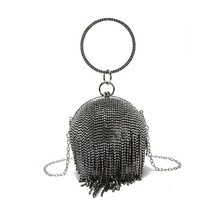 Luxury Diamond Round Party Clutch for Women Fashion Tassel Designer Bag Mini Cha - £50.28 GBP