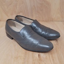 Giovane Mens Loafers Size 8 M  Gray Leather Slip On Wingtip Casual Dress... - £25.06 GBP
