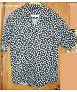  D S K 100% Cotton Casual Short Sleeve Men&#39;s Navy Print Shirt LRG - $21.91 CAD