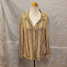 Liz Claiborne Collection Women&#39;s 100% Rayon Striped Yellow Blouse Size 10, Pe... - £18.19 GBP