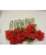 Vintage Handmade Napkin Rings + Napkins Set of 8 White w Red Christmas H... - €25,32 EUR