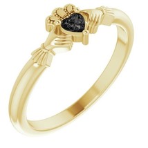 Authenticity Guarantee 
14k Yellow Gold Black Onyx Claddagh Ring - £231.01 GBP+
