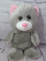 K&amp;K Sale Plush gray white cat soft plush brown eyes pink nose ears - $19.79