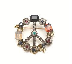 Peace sign stone pin brooch - €12,03 EUR