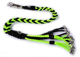 550 Paracord Motorcycle Whip Get Back Whip Metal Skulls 36&quot; - NEON/Black - £20.81 GBP