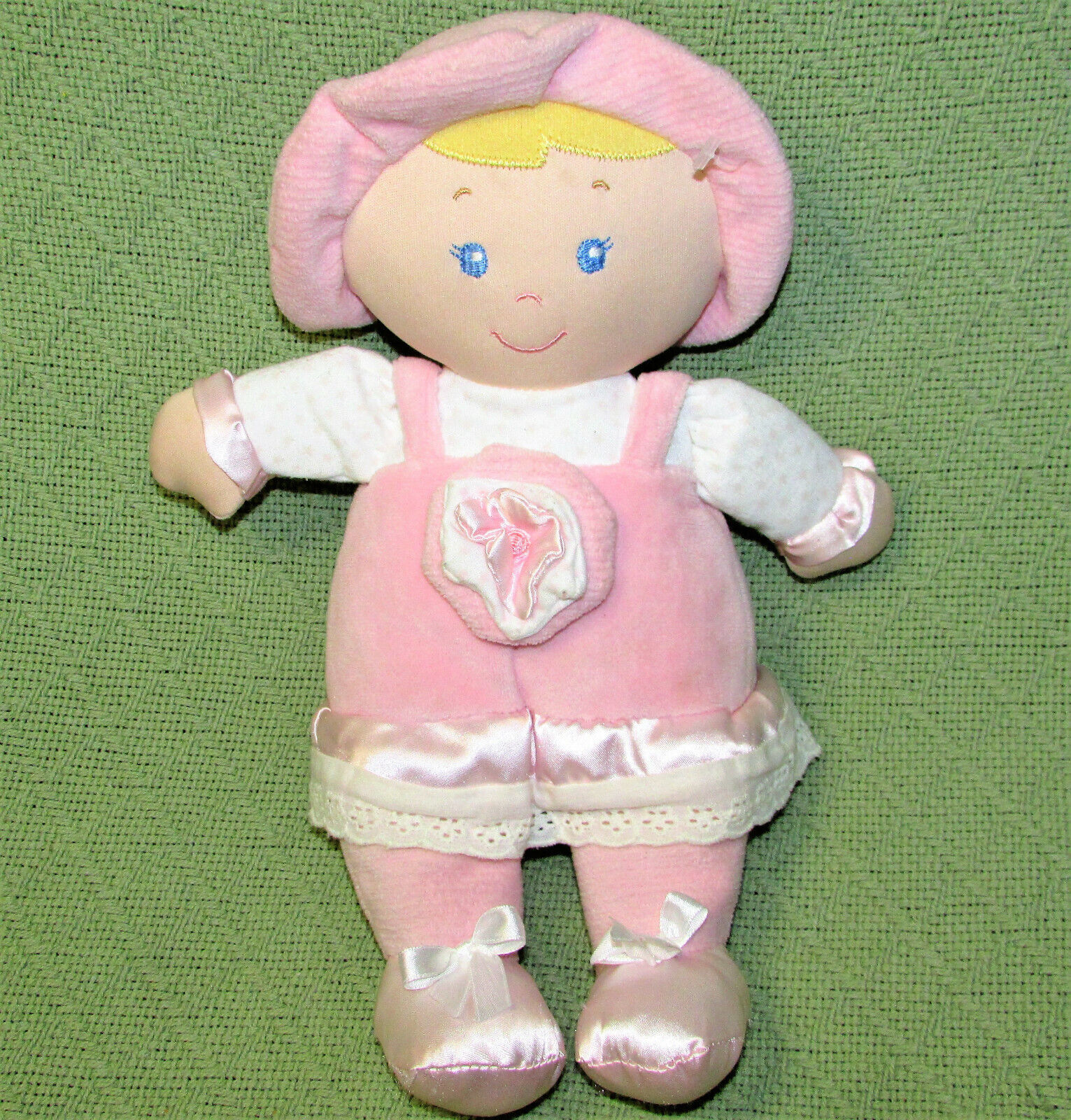 2013 KIDS PREFERRED DOLL PLUSH RATTLE 12" BABY GIRL PINK CRINKLE TOUCH HAT TOY - $22.50