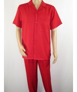Men 2pc Walking Leisure Suit Short Sleeves By DREAMS 255-08 Solid Red - £79.91 GBP