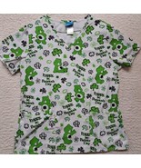 Care Bears Scrub Top Size Small Shamrock St Patrick&#39;s Day - $15.43