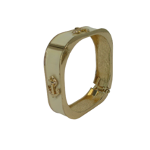 Square Enamel Anchor Bracelet Cream Gold Tone Hinged Bangle  Womens Jewelry - £9.45 GBP