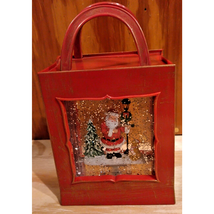 Christmas Santa Snow Scene Handbag Snow Globe Lights Water Sounds Snowfl... - $10.86 CAD