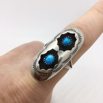 Large Navajo Yazzie Turquoise Sterling Silver Ring Signed - £44.97 GBP