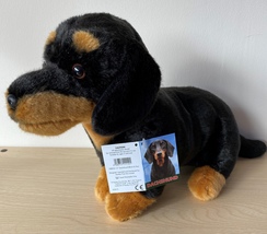 Black and Tan Dachshund 12&quot; plushie as is gift wrspped with tag  - $40.00+