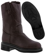 Mens Dark Brown Work Boots Leather Safety Construction Soft Toe Size 9.5-13 - $88.88 CAD