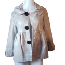 Kensie Metallic Silver Beige Peplum Jacket 3/4 Sleeve Linen/Cotton Blend Size 6 - £17.95 GBP