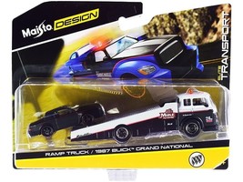 1987 Buick Grand National Matt Black with Red Stripes and Ramp Truck Bla... - $27.70