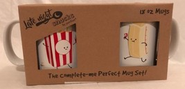 Pavilion You Complete Me Popcorn &amp; Butter Coffee Mug Set of 2 NIB 18 Oz Snacks - $26.99