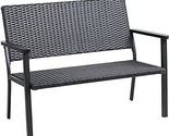 Outdoor Loveseat Bench Chair For Outside Patio Porch, Metal Frame, Black... - $259.99
