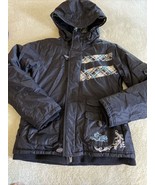 Sims Womens Black Blue Hooded Cargo Pockets Snowboarding Winter Coat Medium - £42.58 GBP