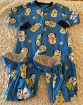 Carters Boys Blue White Snowman Fleece Long Sleeve Pajamas 3T - $6.86