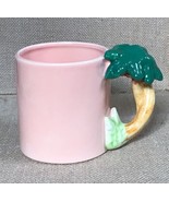 Vintage Bergschrund Peach Palm Tree Handle Coffee Mug Cup Whimsical Trop... - $9.90