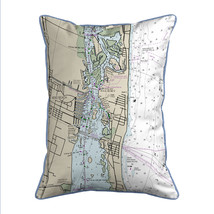 Betsy Drake Vero Beach, FL Nautical Map Small Corded Indoor Outdoor Pillow 11x14 - £39.56 GBP