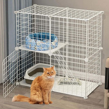 BNOSDM 2 Tier Cat Cage Indoor Detachable Metal Wire Kitten Cage DIY Pet Cat Kenn - £106.82 GBP+