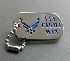 Usaf Us Air Force Dog Tag Fly Fight Win Lapel Pin Badge 1.25 Inches - £4.40 GBP