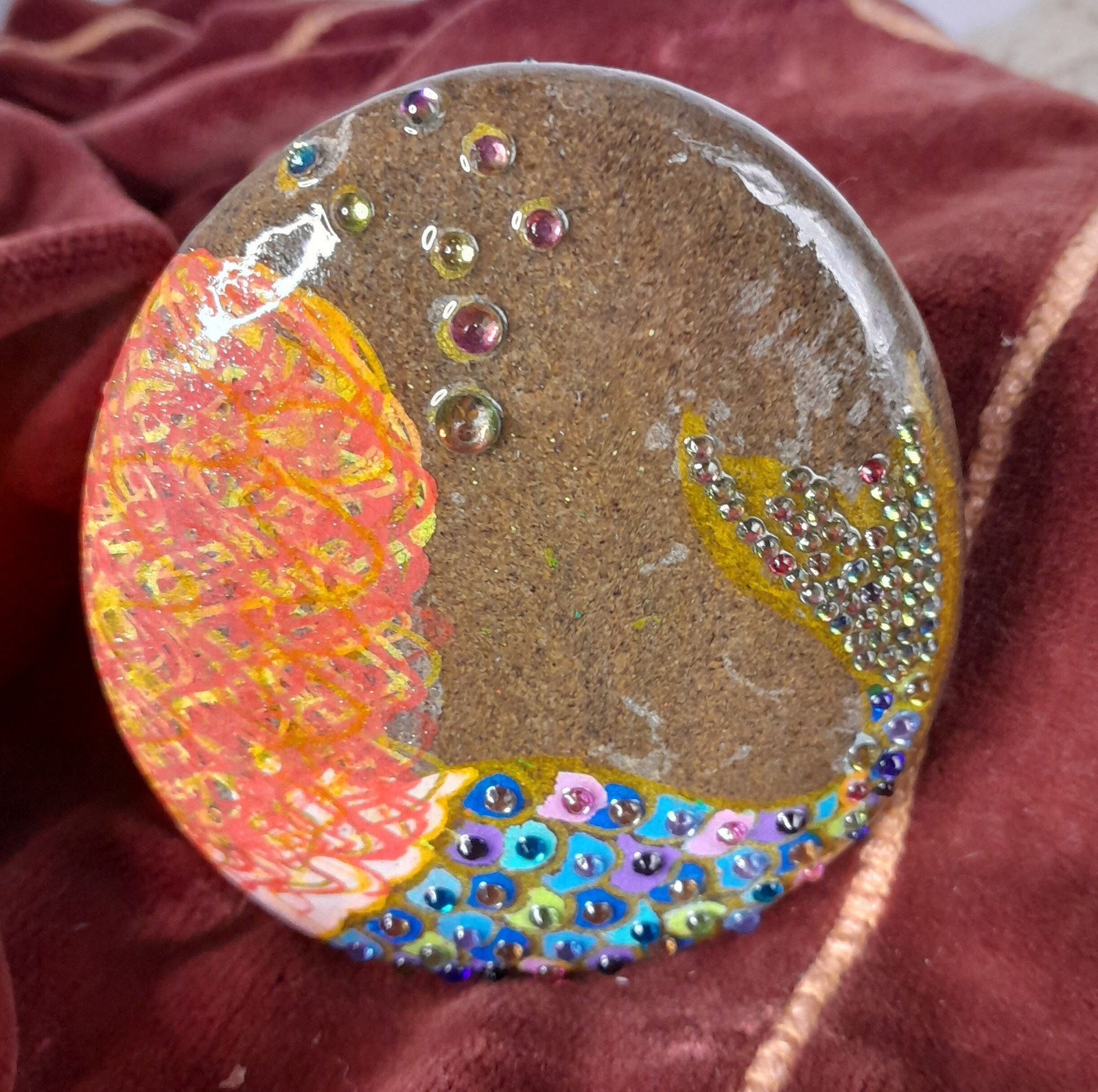 The Mermaid Painted Rock Gifts Friends Decor Shelf Garden Paperweight Be... - $6.95