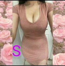 Pink Nude Soft Suede Mini Bodycon T-Shirt Dress NWOT - $17.77