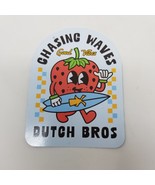 Dutch Bros Sticker May 2024 Chasing Waves Good Vibes Surfing Strawberry - £5.41 GBP