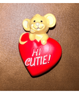 Valentines Mouse Brooch Pin-Hallmark Hi Cutie’-Vintage 2” Plastic EUC - £4.83 GBP