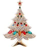 Vintage Colored Christmas Tree Rhinestone Brooch Pin Wedding Party Jewelry - €10,41 EUR