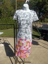 Nwot Talbots Fab Gray,Pink Orange Floral Print Dress 8 - £28.12 GBP