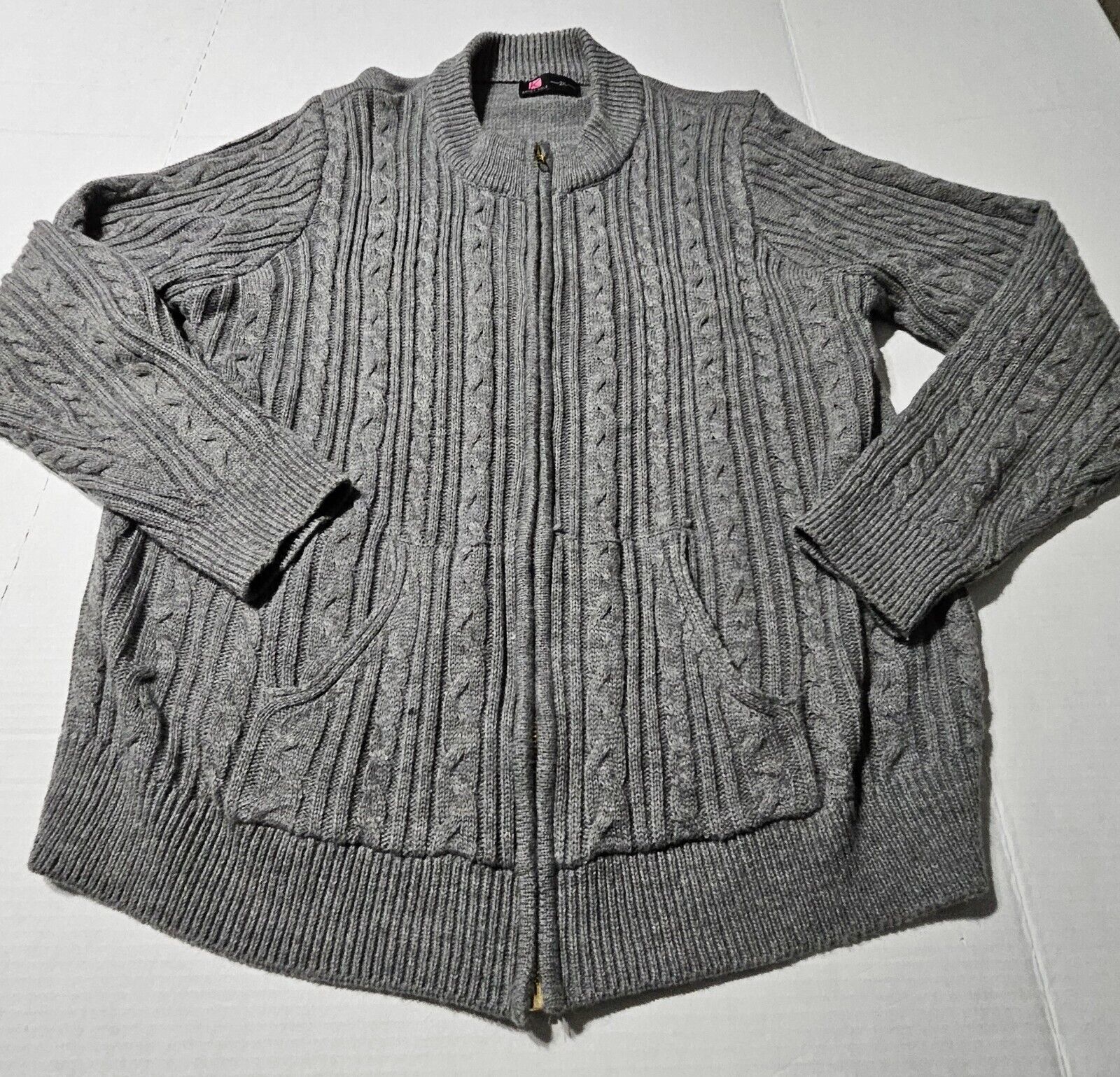 Kancy Kole Full Zip Cardigan Sweater Cable Knit Long Sleeve Womens Size 2XL - £12.75 GBP