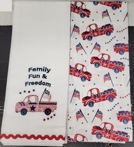 2 Different Embroidered Towels(16&quot;x26&quot;) PATRIOTIC TRUCKS,FAMILY,FUN &amp; FR... - $11.87