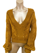 For Love &amp; Lemons Womens V-Neck Sweater Spring Brown Size S - £52.52 GBP