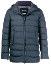 Herno Men&#39;s Dark Gray Down Hood Jacket Coat  Size US 50 EU 60 - £438.33 GBP