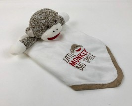 Sock Monkey Security Blanket Lovey Baby Starters Rattle Satin Back 2019 - $16.34