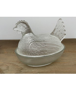 Indiana Glass Clear Hen On Nest Covered Dish Rooster Bird Chick Candy Nu... - £16.34 GBP