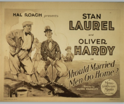 Laurel And  Hardy In Should Married Men Go Home REPRODUCTION  8 X 10 Sepia Lobby - £11.25 GBP