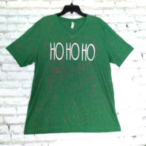 Bella Canvas T Shirt Womens XL Green Red Splatter Ho Ho Ho Christmas Tee - £8.92 GBP