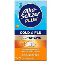 4 PACK Alka-Seltzer Plus Cold &amp; Flu Fizzy Chews Orange Flavor *07/2026* ... - $11.99