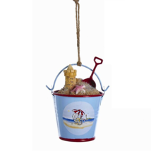 Kurt Adler Beach Bucket w/ Red Shovel &amp; Sand Castle Christmas Ornament - £7.74 GBP